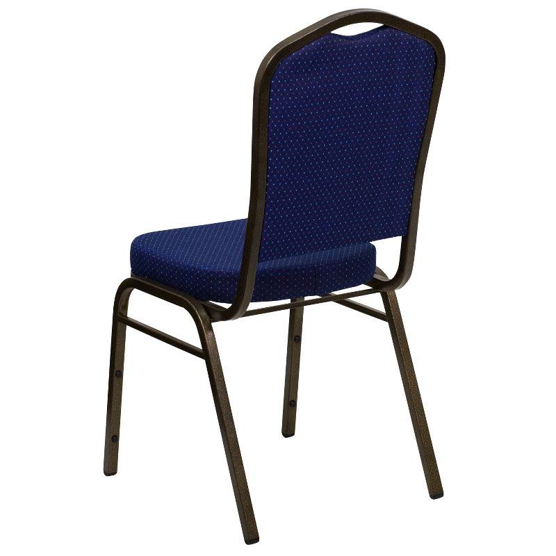 Navy Blue Patterned Fabric Stacking Banquet Chair with Gold Frame