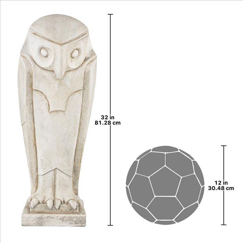 White Resin Art Deco Owl Garden Statue