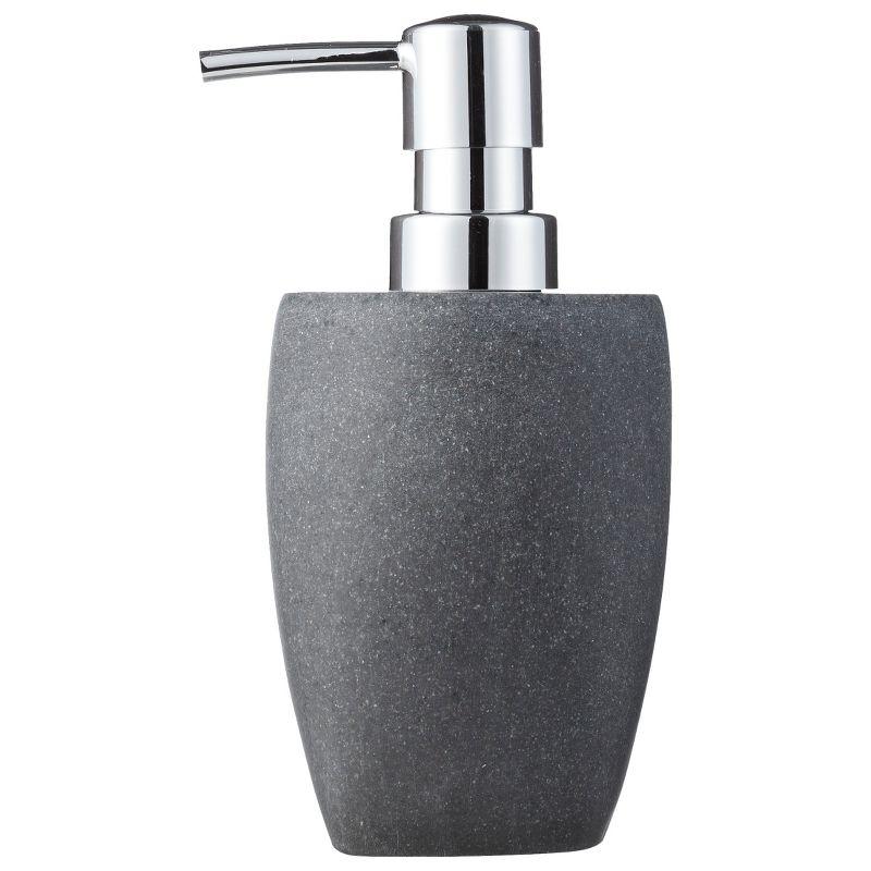Charcoal Stone Soap/Lotion Dispenser Gray - Allure Home Creations: Resin Bathroom Accessory, Hand Wash Pump