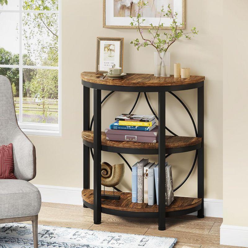 Tribesigns 1pc 3-Tier Semi Round End Table, Half Moon Accent Table