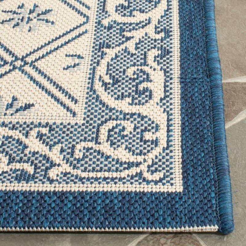 Courtyard CY7427 UV & Stain Resistant Non-Shedding Power Loomed Indoor/Outdoor Area Rug - Beige/Navy - 5'3"x7'7" - Safavieh