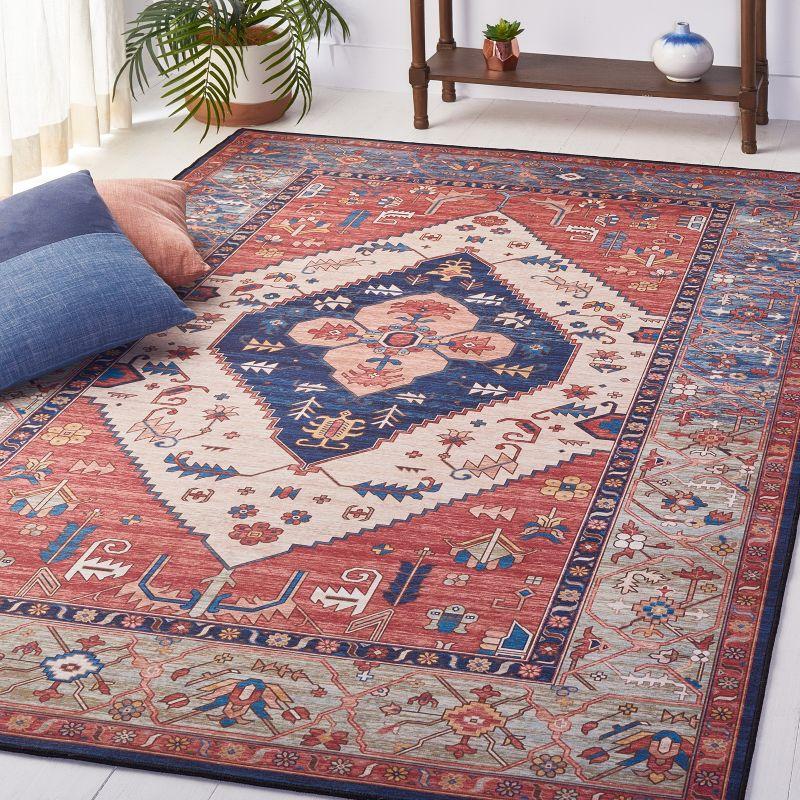 Tucson Vintage Persian TSN153 Power Loomed Machine Washable Skid-Resistant Indoor Accent Rug - Rust/Blue - 3'x5' - Safavieh