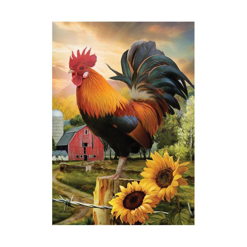 Fancy Rooster Summer Garden Flag Dawn Farm Barn 18" x 12.5" Briarwood Lane