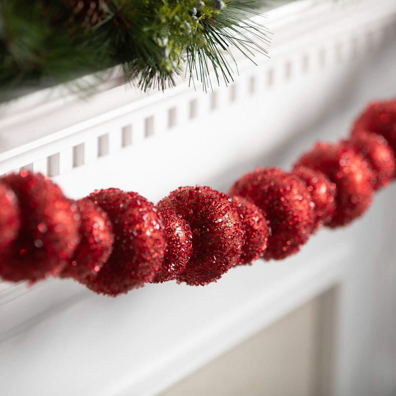 49" Christmas Red Christmas Ball Garland, Red