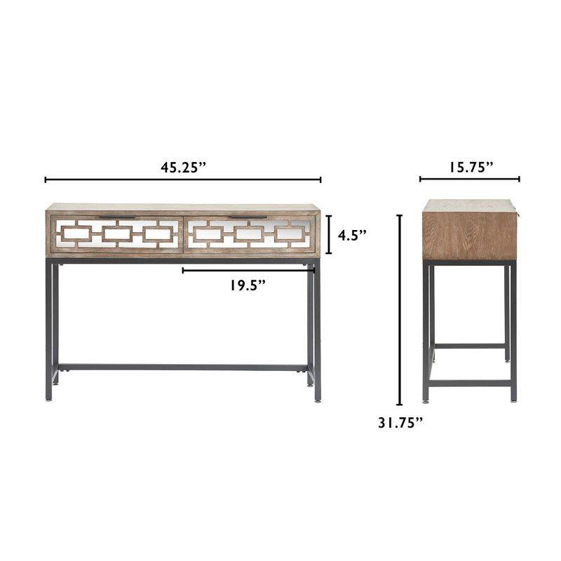 Hayworth Mirrored Console Table Gray - Finch: Modern Storage with Drawers, Antique Finish