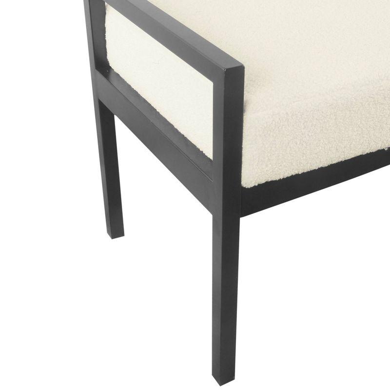 Modern Metal Faux Shearling Bench Cream - HomePop