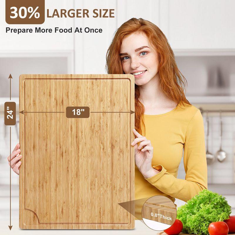 24 x 18 Bamboo Cutting Board, Large Kitchen Chopping Board for Meat, Butcher Block Cutting Board