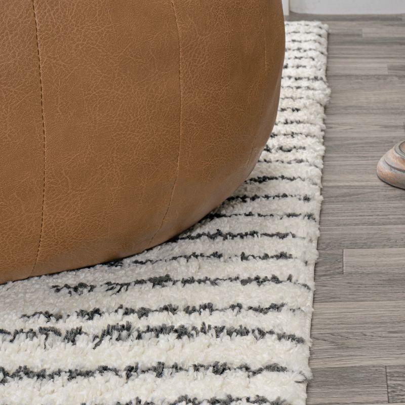 Petra Abstract Stripe Geometric Shag Area Rug - JONATHAN Y