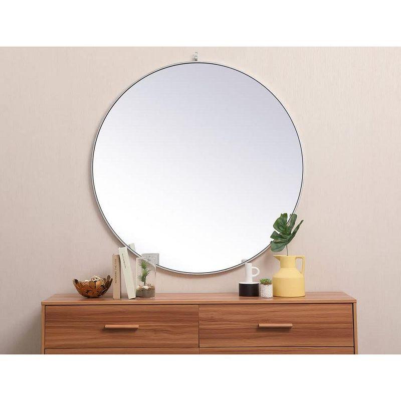 Elegant Lighting Metal frame round mirror with decorative hook 45 inch in Black