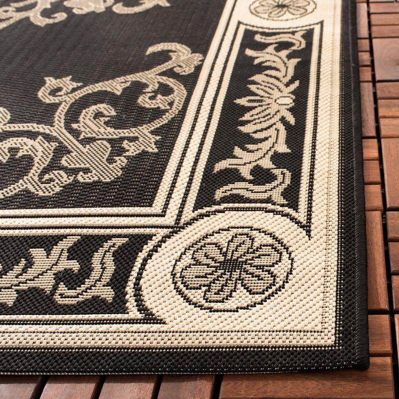 Black and Sand Baroque Print Outdoor Runner Rug