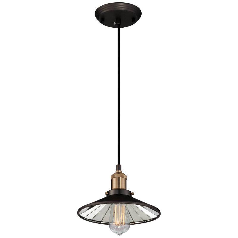 Franklin Iron Works Emile Oil Rubbed Bronze Brass Mini Pendant 8 3/4" Wide Industrial LED Fixture for Dining Room House Foyer Kitchen Island Entryway