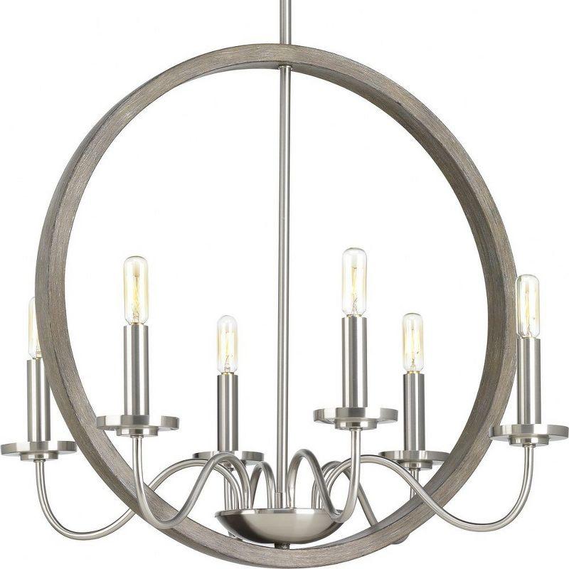 Progress Lighting Fontayne 6-Light Chandelier, Brushed Nickel, Candelabra Lights, Steel Material, Dry Rated.
