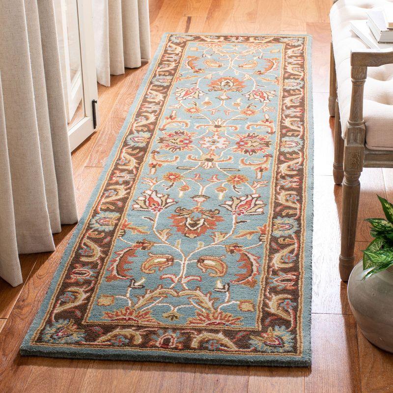 Elegant Heritage 27" Blue and Brown Hand-Tufted Wool Runner Rug