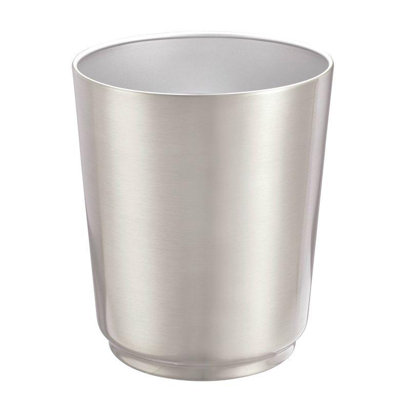 Compact Brushed Stainless Steel Bathroom Wastebasket