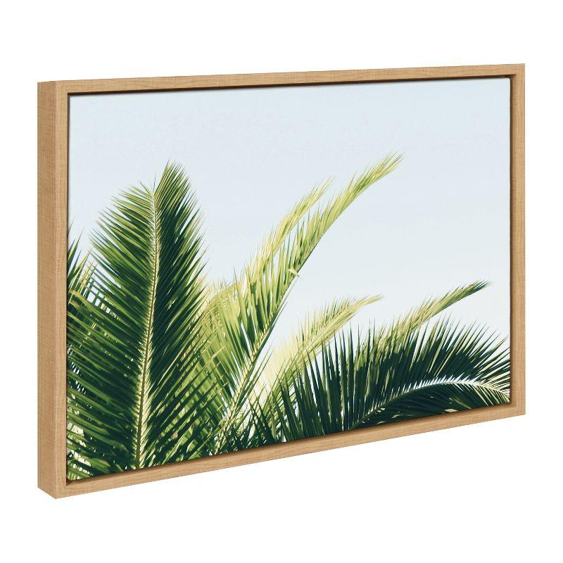 Kate and Laurel Sylvie Tropical Palm Under Blue Sky Framed Canvas by Amy Peterson Art Studio, 18x24, Natural