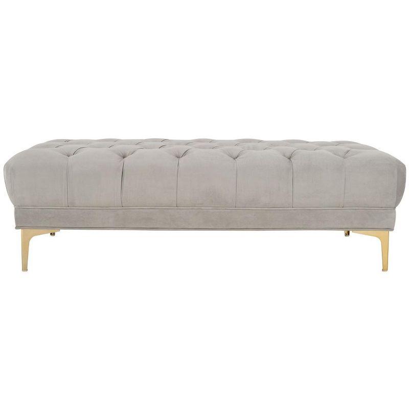 Luxurious Grey Velvet and Brass Tufted 54" Bench