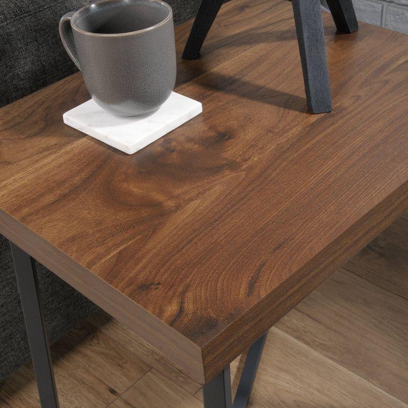 Canton Lane Side Table Walnut - Sauder: Industrial Design, Lightweight, Geometric Base