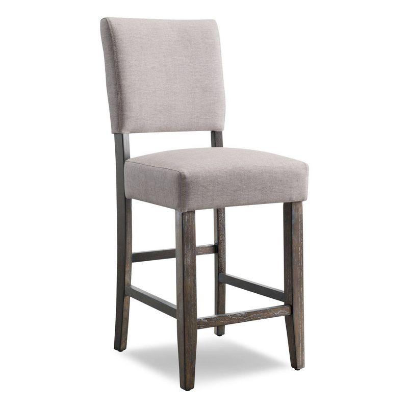 Set of 2 Counter Height Barstools Gray - Leick Home: Upholstered Linen, Padded Back, Wood Frame