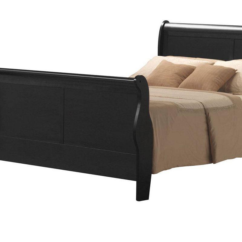 Acme Furniture Queen Louis Philippe III Bed Black: Mid-Century Modern Style, Wood Frame, Microfiber