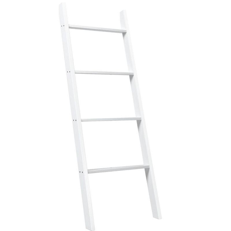 Costway Wall Leaning Blanket Ladder Wood Decorative Quilt Blankets Holder Rack White