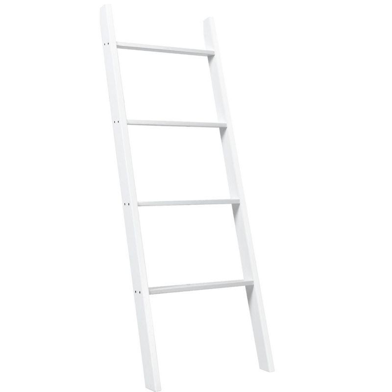 White Pine Wood 4-Tier Wall Leaning Blanket Ladder