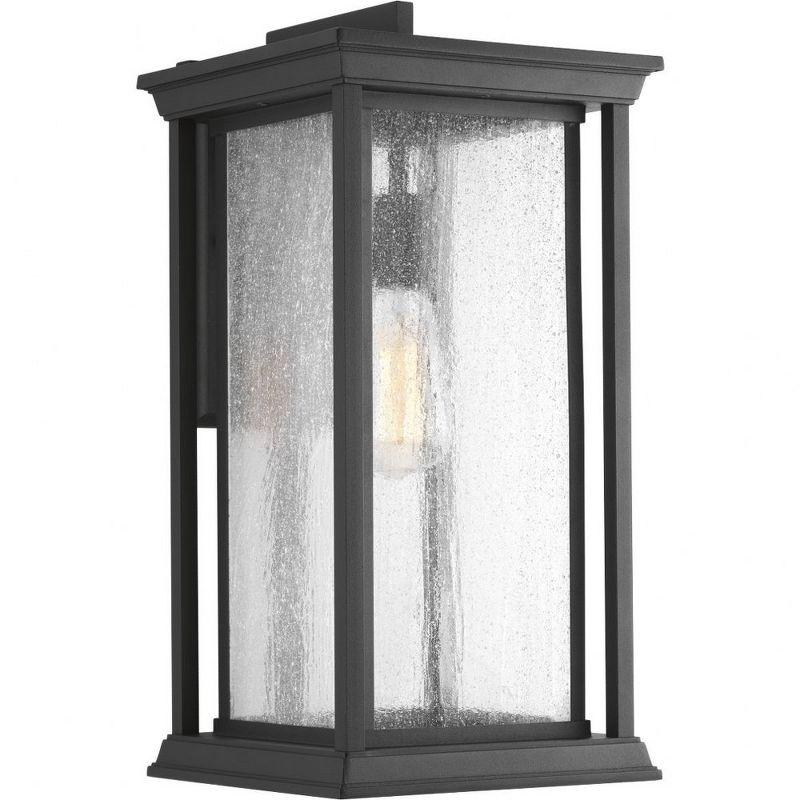 Progress Lighting Endicott 1-Light X-Large Wall Lantern, Porcelain, Textured Black, Linen Glass Shade