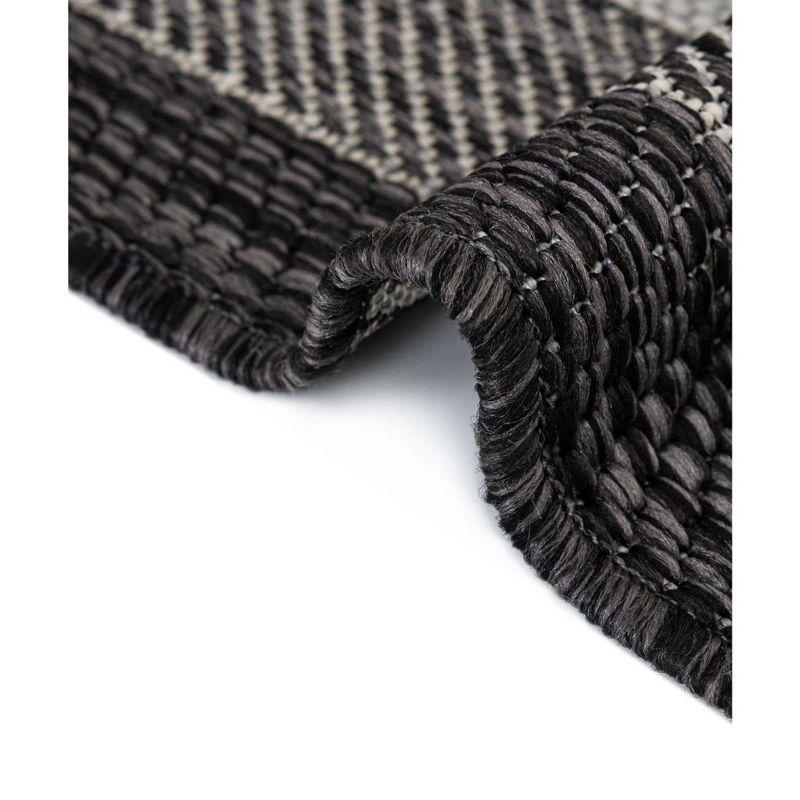 Sophisticated Square Black & Beige Outdoor Rug, Easy-Care & Stain-Resistant