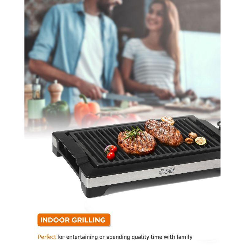 Commercial Chef COMMERCIAL CHEF Indoor Grill for Countertop Electric Grill with Adjustable Temperature Control