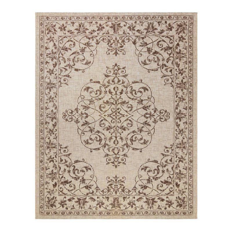 Sand & Havana 5' x 7' Reversible Synthetic Flat Woven Rug