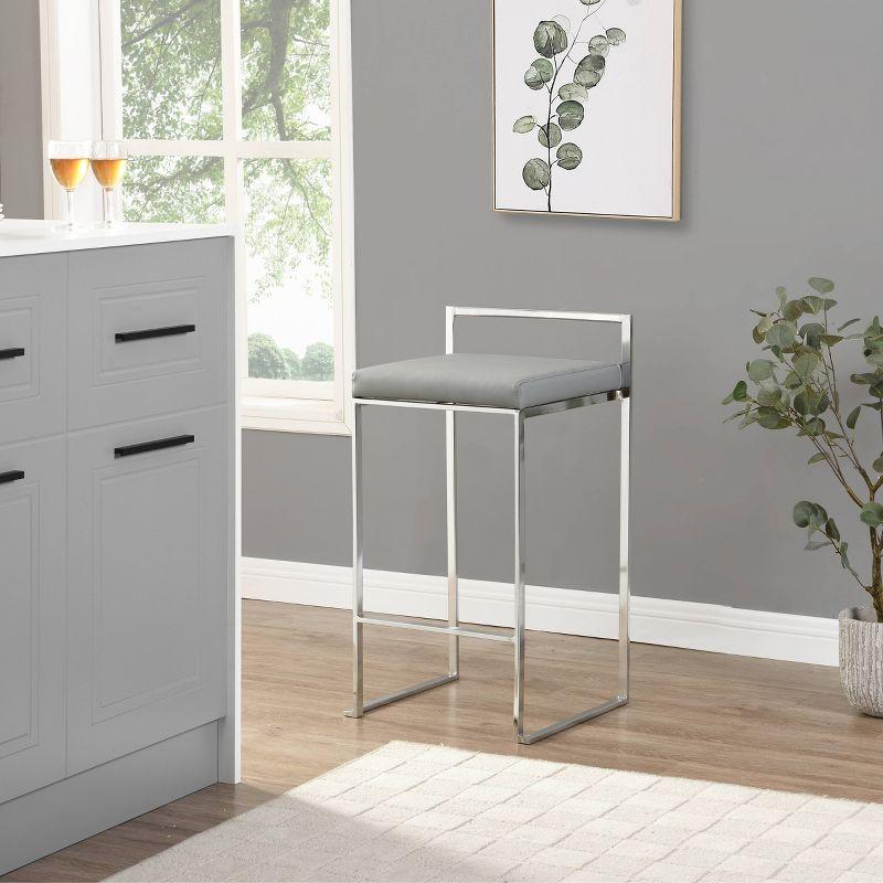 Lucien 25.25" Gray Metal Backless Counter Stool