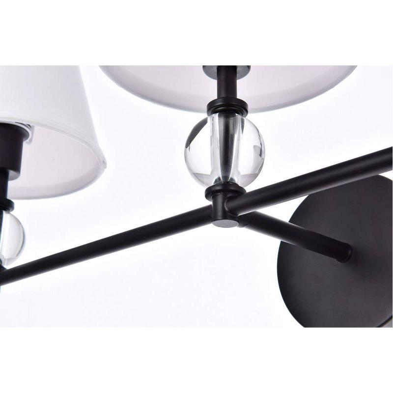 Elegant Lighting Bethany 3 lights bath sconce in black with white fabric shade