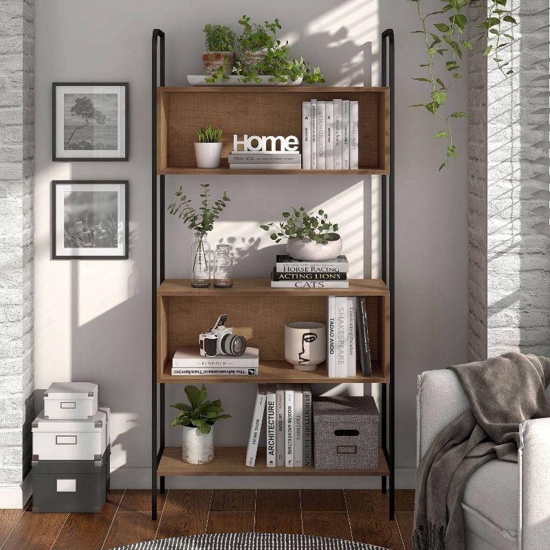 24/7 Shop At Home 66.75" Genifa Bookcase with 5 Shelves Distressed Oak