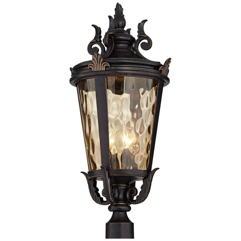 John Timberland Casa Marseille Vintage Outdoor Post Light Veranda Bronze with Pier Adaptor 28" Champagne Glass for Exterior Barn Deck House Porch Yard