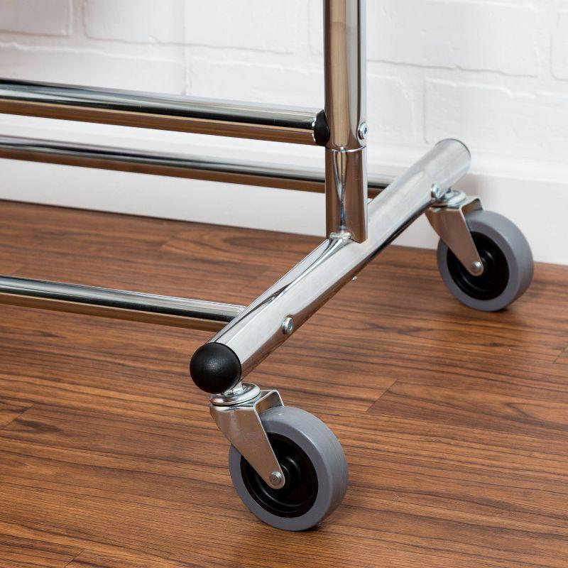 Honey-Can-Do 2 Tier Garment Rack: Adjustable Chrome Closet Rack, Rolling Steel Frame, 30 lb Capacity