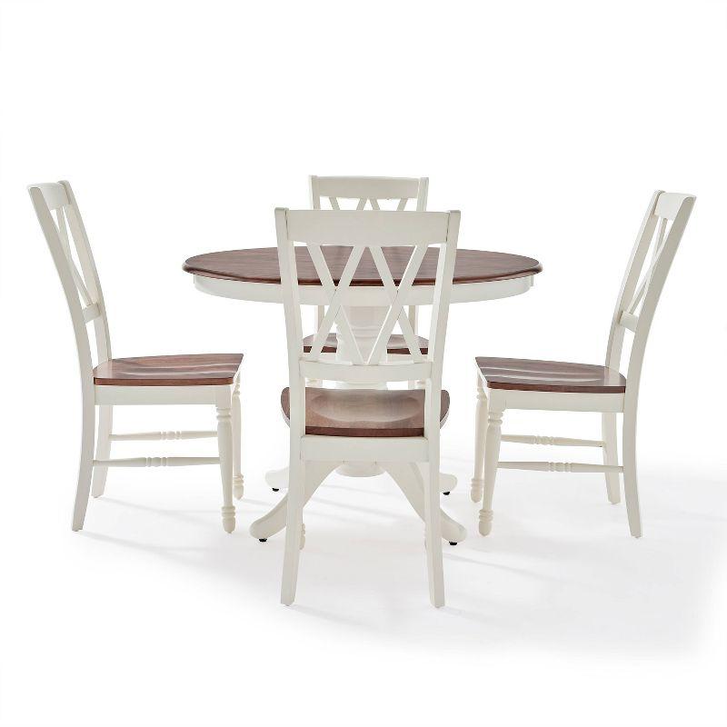 Shelby Distressed White and Brown 5-Piece Round Dining Set