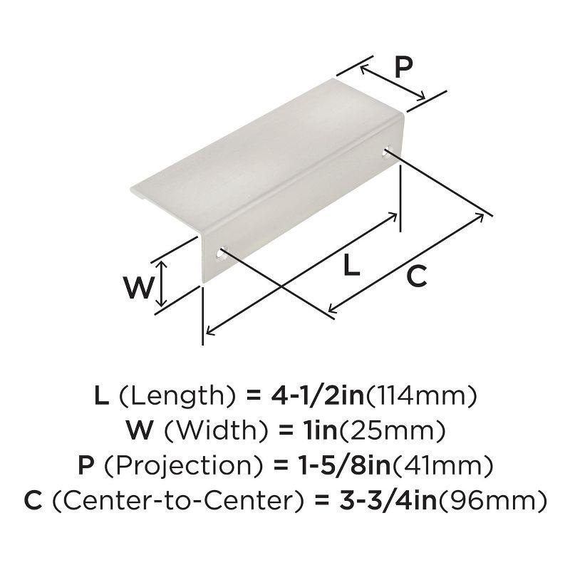 Amerock Edge Pulls 3-3/4 inch (96mm) Center-to-Center Satin Nickel Cabinet Edge Pull, 25 Pack