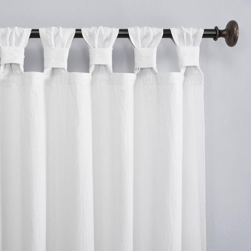52"x95" Archaeo Light Filtering Washed Cotton Twist Tab Curtain Panel White: Modern Window Treatment, Tab Top
