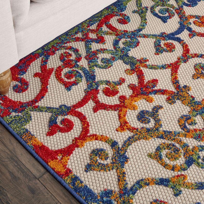 Nourison Aloha Contemporary Scroll Flatweave High-Low Indoor Outdoor Area Rug Multicolor 3'6" x 5'6"