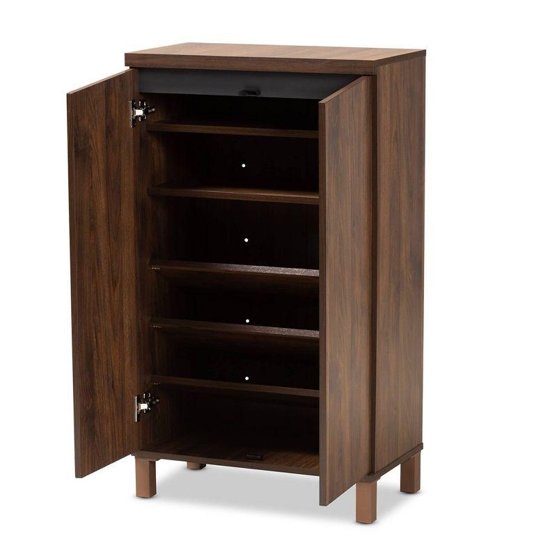 Talon Two-Tone Wood 2 Door Shoe Storage Cabinet Walnut Brown/Dark Gray - Baxton Studio