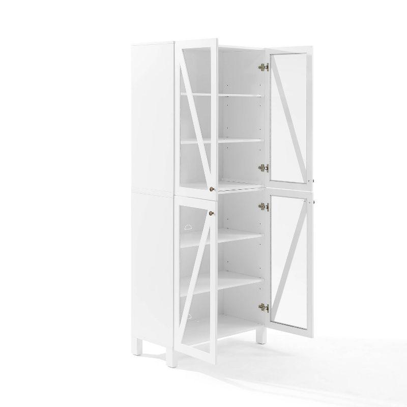 White Tall Cabinet with Adjustable Shelving and Glass Doors