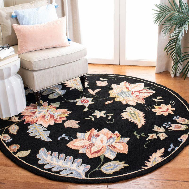 Hand Hooked Wool Floral Rug