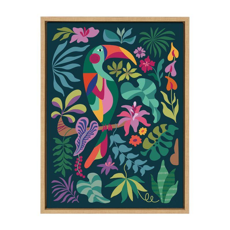 Kate & Laurel All Things Decor 18"x24" Sylvie Tropical Toucan Wall Art by Rachel Lee Natural: Mid-Century Modern Canvas