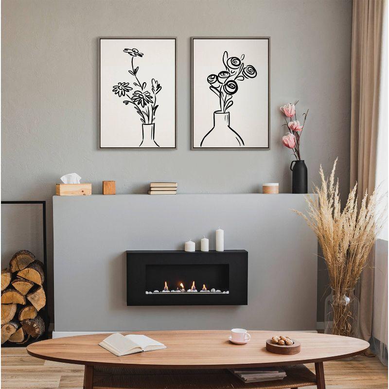 Minimalist Black and White Floral Canvas Art Set