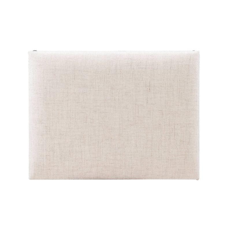 24" Ashburn Boho Rope Wrapped Campaign Accent Stool Ottoman Buff Beige Linen - Linon: Vanity, Bedroom Bench