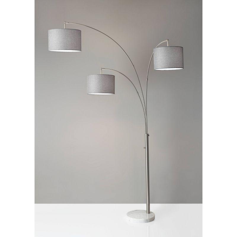 Brushed Steel Arc Floor Lamp with Adjustable Multi-Head Design