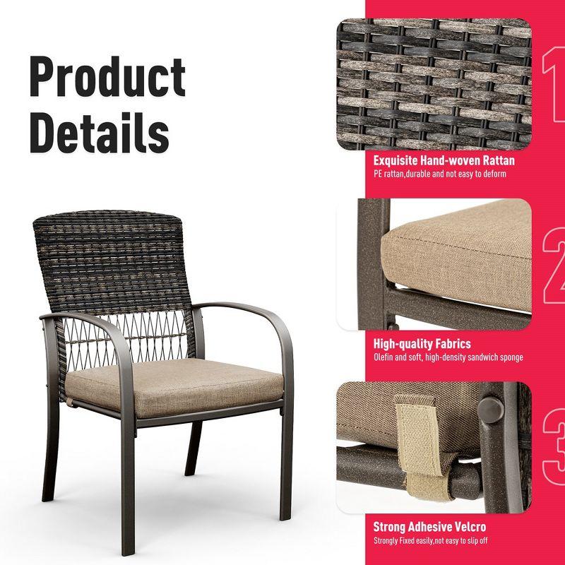 Pamapic 7-Piece PE Wicker Outdoor Dining Set with Brown Cushions