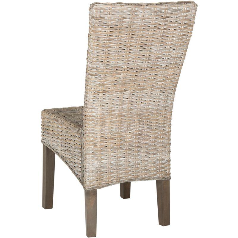 White Washed Rattan Cane Transitional Side Chair