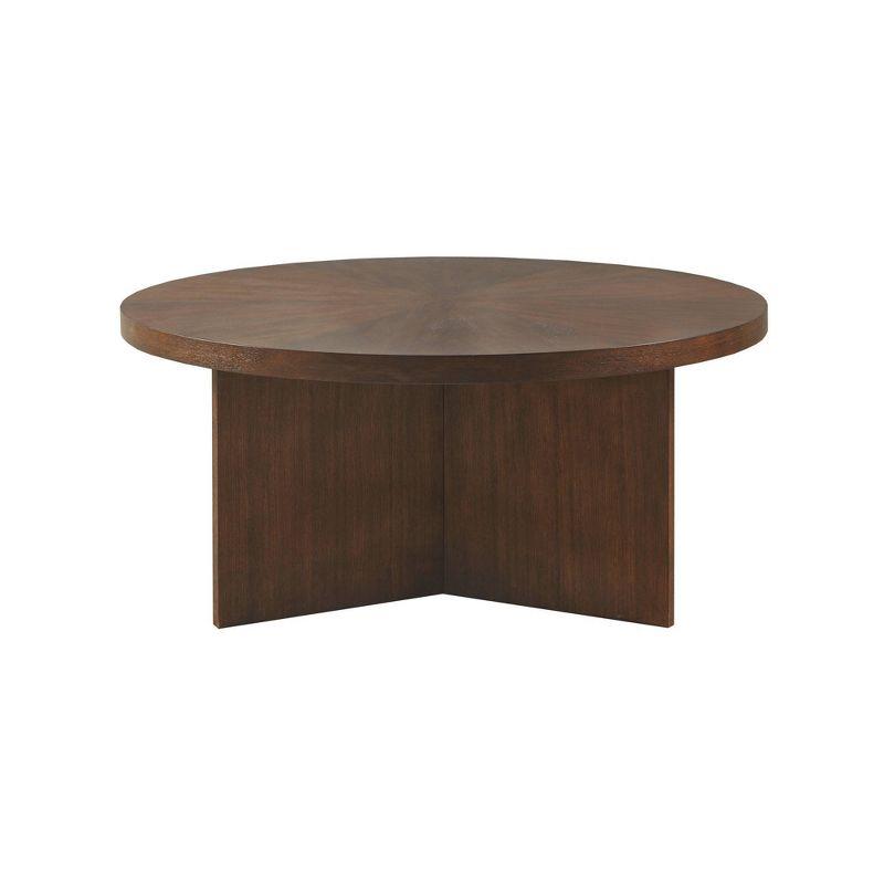 39.5'' Walnut Wood Starburst Round Coffee Table