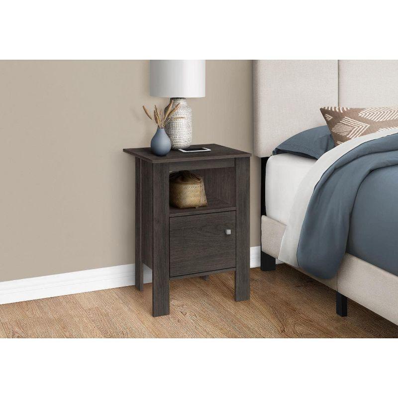 Monarch Specialties Accent Table Side End Nightstand Lamp Storage Living Room Bedroom Laminate Walnut Transitional