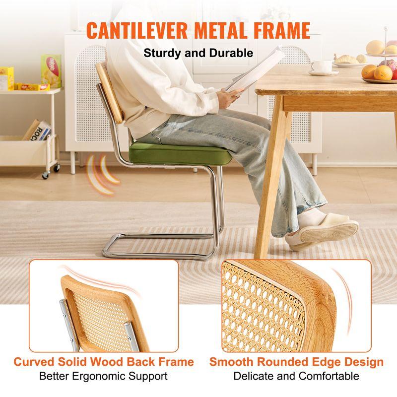 VEVOR Rattan Dining Chairs Set of 2, Mid Century Modern Dining Chair, Upholstered Velvet Accent Chair with Rattan Back,  (18.1 Inch)